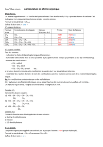 Ce qu`il faut retenir : nomenclature en chimie organique I) Les