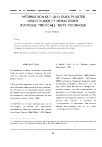 INFORMATION SUR QUELQUES PLANTES INSECTIFUGES