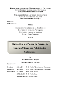 Diagnostic d`un Plasma de Procédé de Couches Minces par