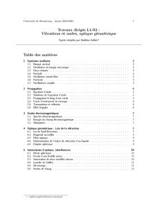 Travaux dirigés L1-S2 : Vibrations et ondes, optique géométrique