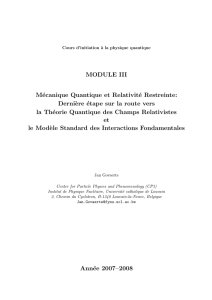 MODULE III Mécanique Quantique et Relativité