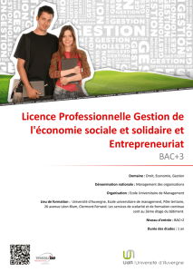Licence Professionnelle Gestion de l`économie sociale et