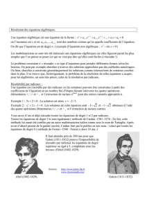 résolution d`équations algébriques