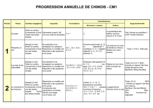 PROGRESSION ANNUELLE DE CHINOIS - CM1
