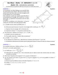 Bac Blanc - Maths - 1S - 08/04/2015 (sur 40) durée : 4 h
