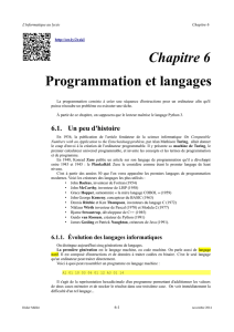 Chapitre 6 Programmation et langages
