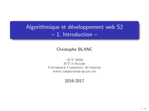 Algorithmique et développement web S2 – 1. Introduction –