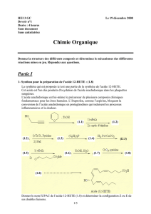 Chimie organique - 2001 - Chimie - partiel