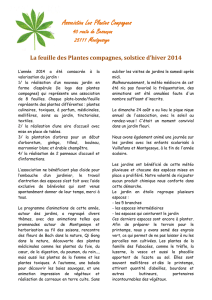 La feuille des Plantes compagnes, solstice d`hiver 2014