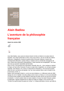 Alain Badiou L`aventure de la philosophie française
