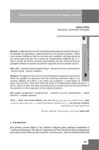 Transformation par restructuration du syntagme nominal