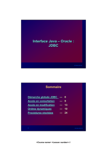 Interface Java – Oracle : JDBC Interface Java – Oracle : JDBC