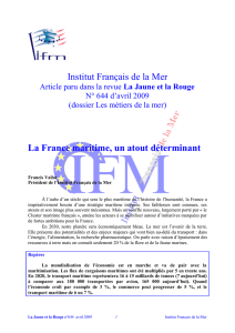 Institut Français de la Mer La France maritime, un atout déterminant