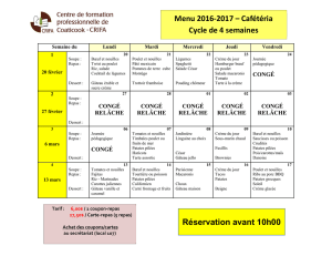 Menu 2016-2017 – Cafétéria Cycle de 4 semaines