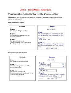 Unité 1 – Les Méthodes numériques L`approximation (estimation) du