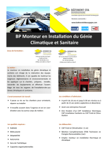 BP Monteur en Installation du Génie Climatique et Sanitaire