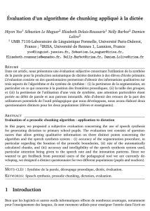 Évaluation d`un algorithme de chunking appliqué à la dictée 1