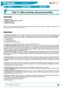 Fiche 13 : Rôle économique des pouvoirs publics