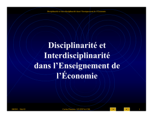 Disciplinarité et Interdisciplinarité dans l`Enseignement de l`Économie
