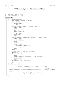 TP Informatique 14 - Algorithme de Hörner 1 Calcul intuitif de P(x)