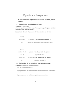 Equations et Inéquations