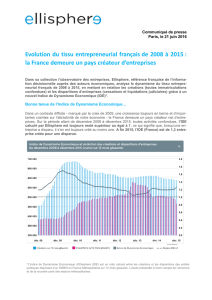 Evolution du tissu entrepreneurial français de 2008 à 2015