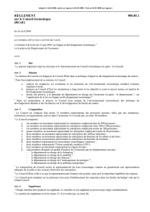 RÈGLEMENT 900.05.1 sur le Conseil économique (RCoE)