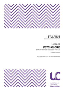 SYLLABUS Licence PSYCHOLOGIE
