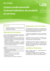 IUT d`Allier Licence professionnelle Commercialisation de produits