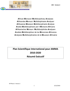 Plan Scientifique International pour AMMA 2010