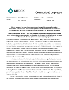 Merck annonce les premiers résultats sur l`emploi du