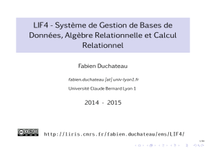 LIF4 - Système de Gestion de Bases de Données, Algèbre