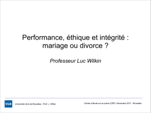 Performance, éthique et intégrité