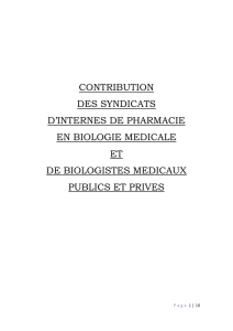 contribution des syndicats d`internes de pharmacie en biologie