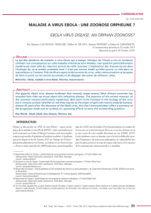 MALADIE A VIRUS EBOLA : UNE ZOONOSE ORPHELINE ? EBOLA