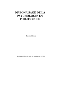 Du bon usage de la psychologie en philosophie