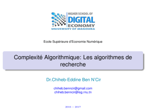 Complexité Algorithmique: Les algorithmes de recherche
