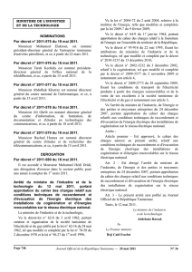 NOMINATIONS Par décret n° 2011-575 du 18 mai 2011