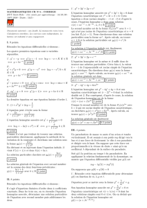 I. 9 points. Résoudre les équations différentielles ci