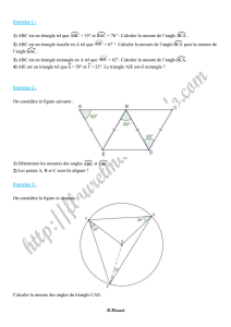 1) ABC est un triangle tel que = 35° et = 70 °. Calculer la
