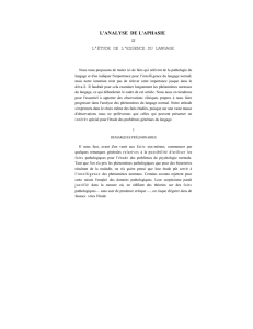 l`analyse de l`aphasie l`étude de l`essence du langage