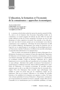 L`&eacute;ducation, la formation et l`&eacute;conomie de la connaissance
