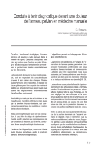 Conduite à tenir diagnostique devant une douleur de l`anneau