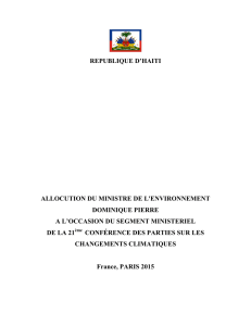 republique d`haiti allocution du ministre de l`environnement