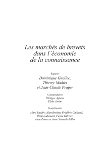 Les marchés de brevets dans l`économie de la connaissance