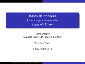 Bases de données Licence professionnelle Logiciels Libres