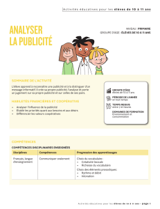 Analyser la publicité (10 à 11 ans)