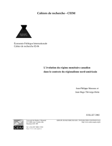 L`&eacute;volution du regime mon&eacute;taire canadien dans le - IEIM-UQAM