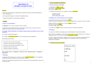 Algorithmes (1) Quelques concepts de base