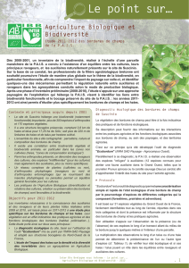 Agriculture Biologique et Biodiversité. Etude